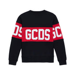 GCDS Kids Felpa Girocollo Nera con Logo per Bambini