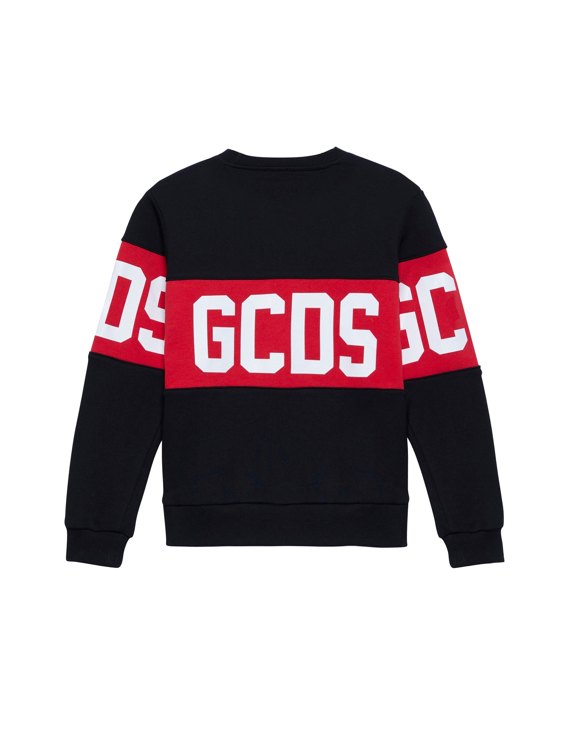 GCDS Kids Felpa Girocollo Nera con Logo per Bambini
