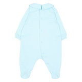 Moschino Kids Set Nascita Celeste con Tutina, Cappellino e Bavaglino con Stampa Teddy Bear e Logo per Neonati