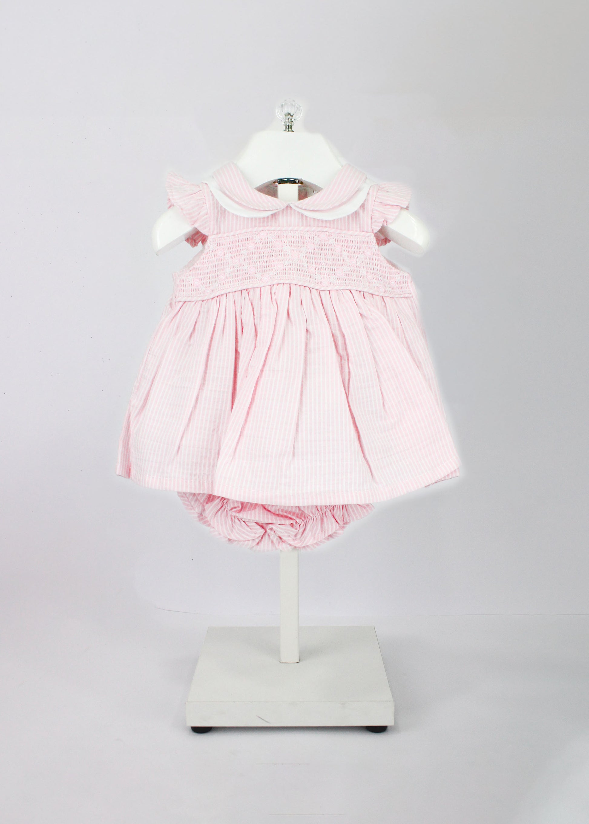Deolinda Abito con Culotta Rosa a Righe per Neonate