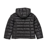 Blauer Kids Piumino Nero Lucido con Cappuccio e Logo Gioiello per Bambini