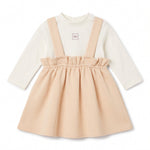 Elisabetta Franchi La Mia Bambina Set due pezzi con top avorio e grembiule rosa per Neonate