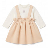 Elisabetta Franchi La Mia Bambina Set due pezzi con top avorio e grembiule rosa per Neonate
