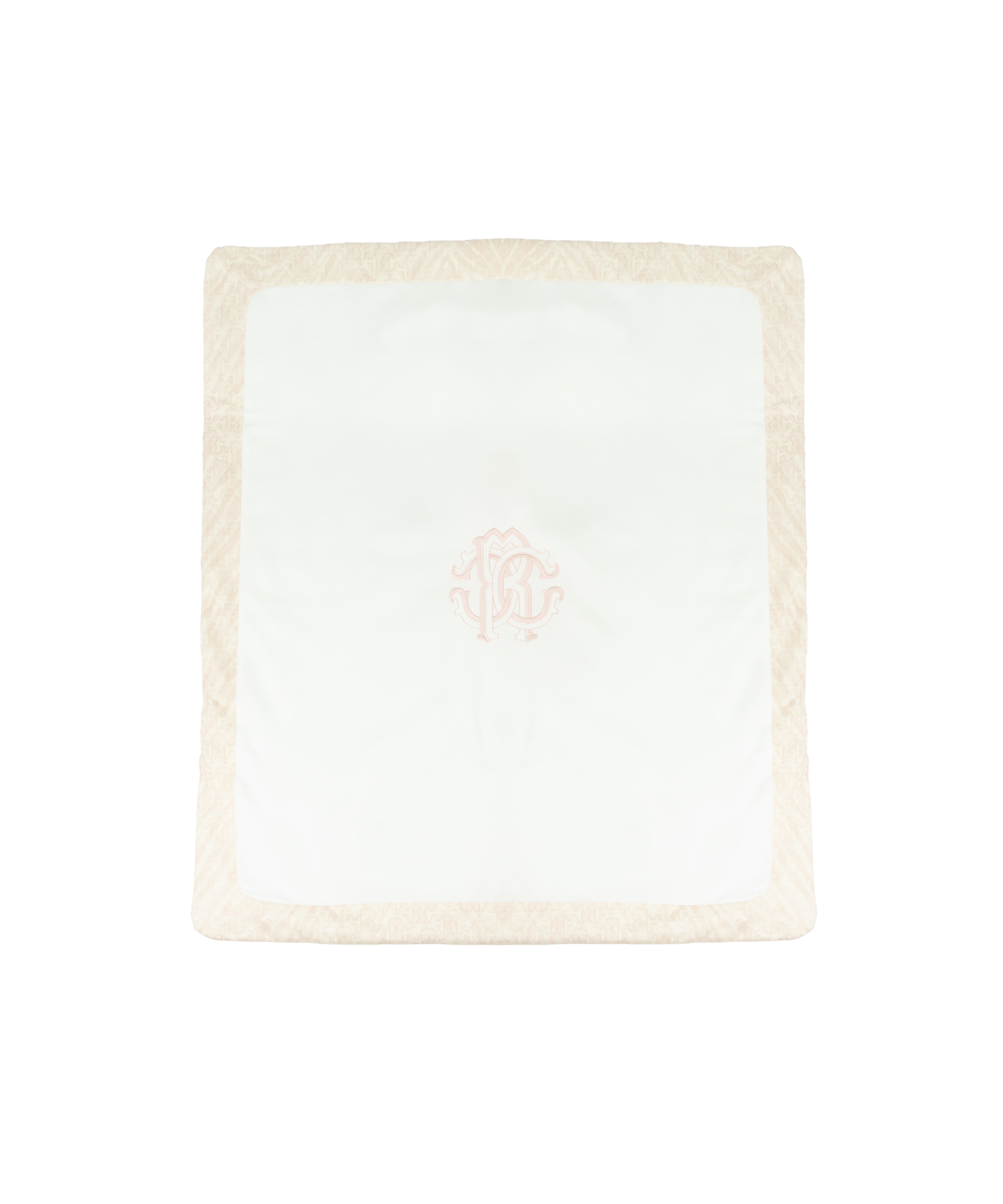 Roberto Cavalli Kids Coperta Culla Bianco/Rosa con Logo Ricamato per Neonati