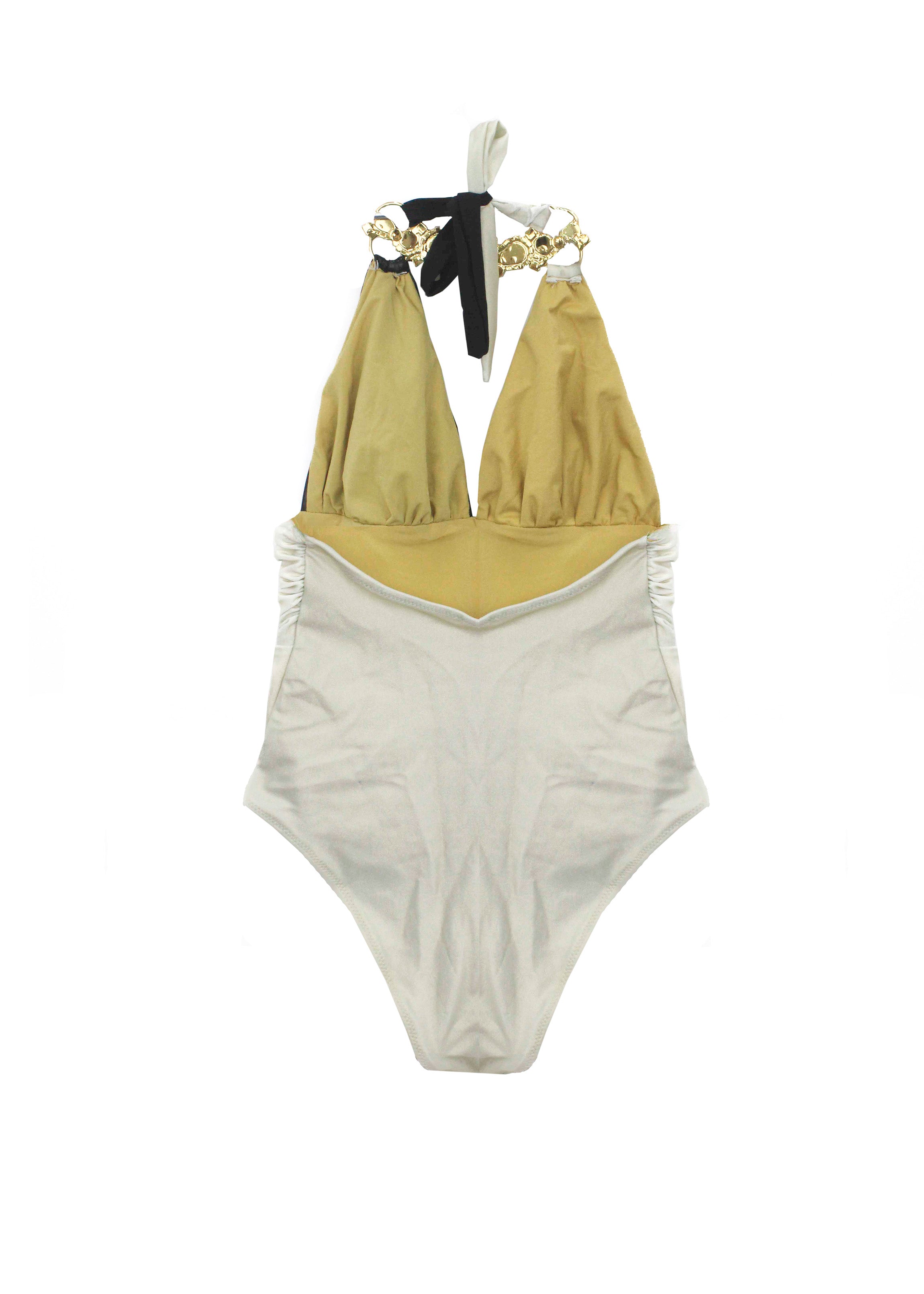 Ilaria Vitagliano Costume Monokini Oro/Neroper Bambine (retro)