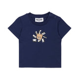 Moschino Kids T-Shirt Blue con Logo Teddy Bear per Neonati