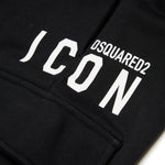 Dsquared2 Kids Pantaloni Neri in Felpa con Stampa ICON per Bambini (dettaglio)