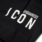 Dsquared2 Kids Pantaloni Neri in Felpa con Stampa ICON per Bambini (dettaglio)