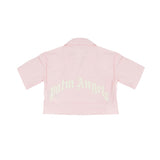 Palm Angels Kids Camicia Rosa con Logo e Stampa sul Retro per Bambine