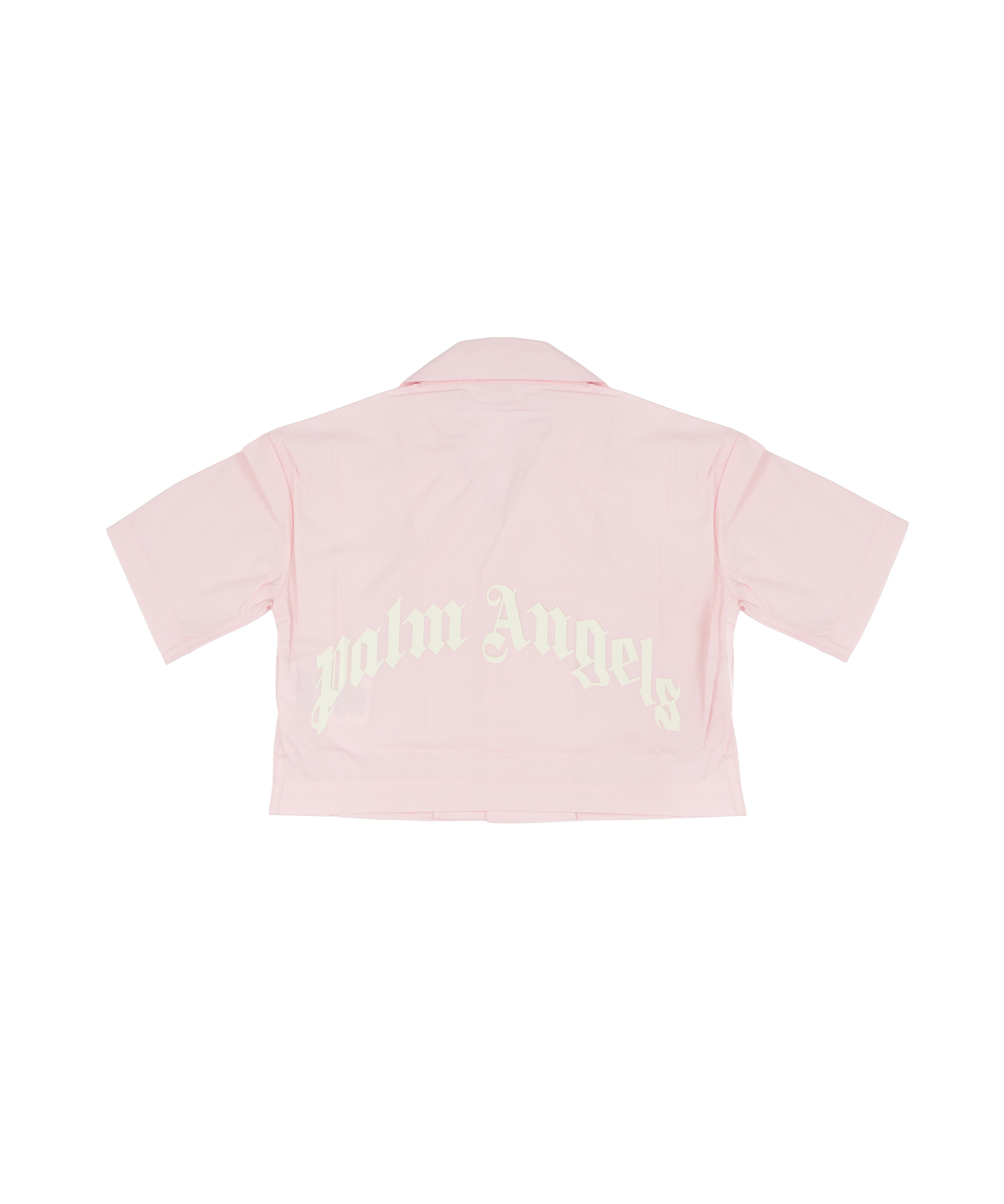 Palm Angels Kids Camicia Rosa con Logo e Stampa sul Retro per Bambine