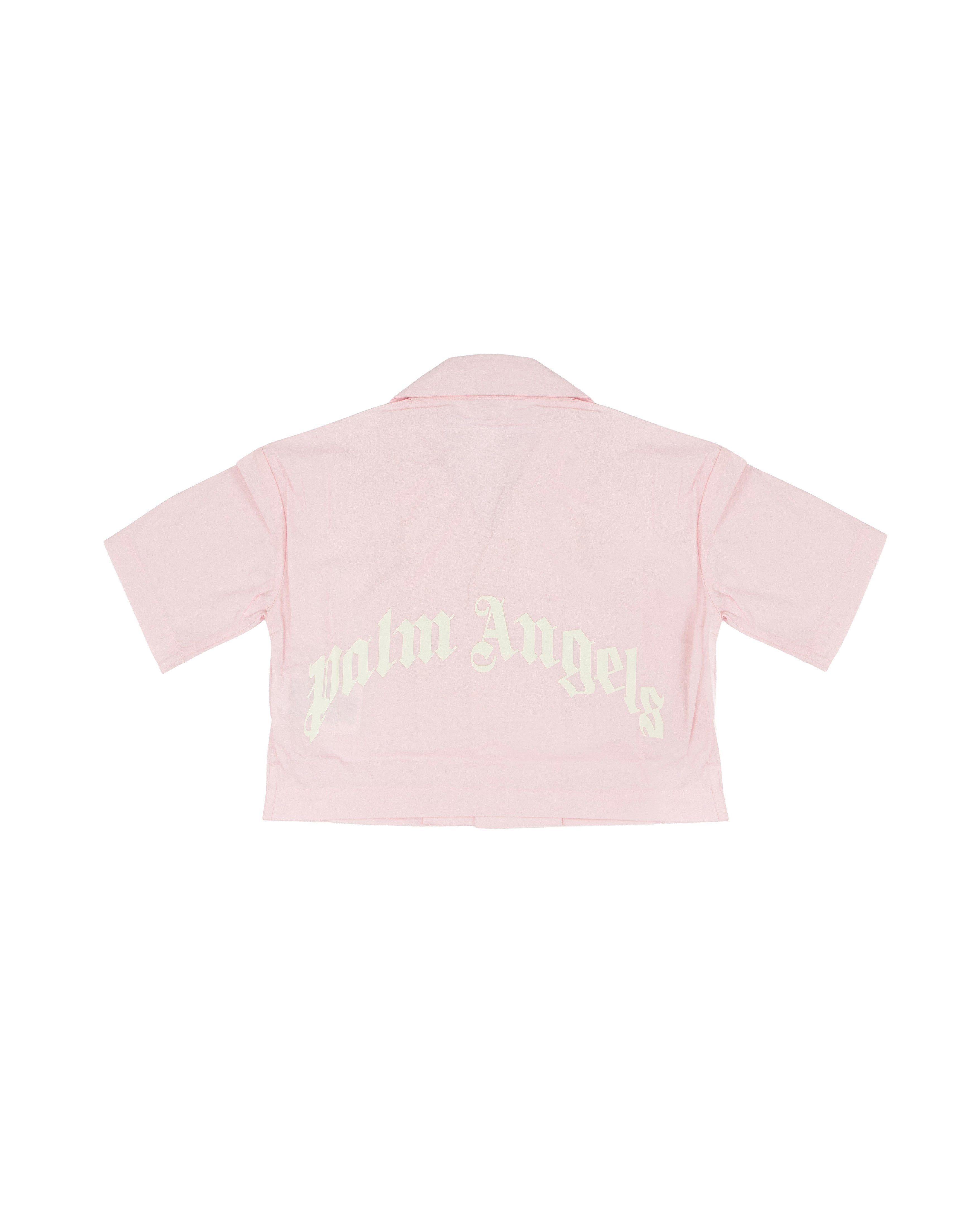Palm Angels Kids Camicia Rosa con Logo e Stampa sul Retro per Bambine
