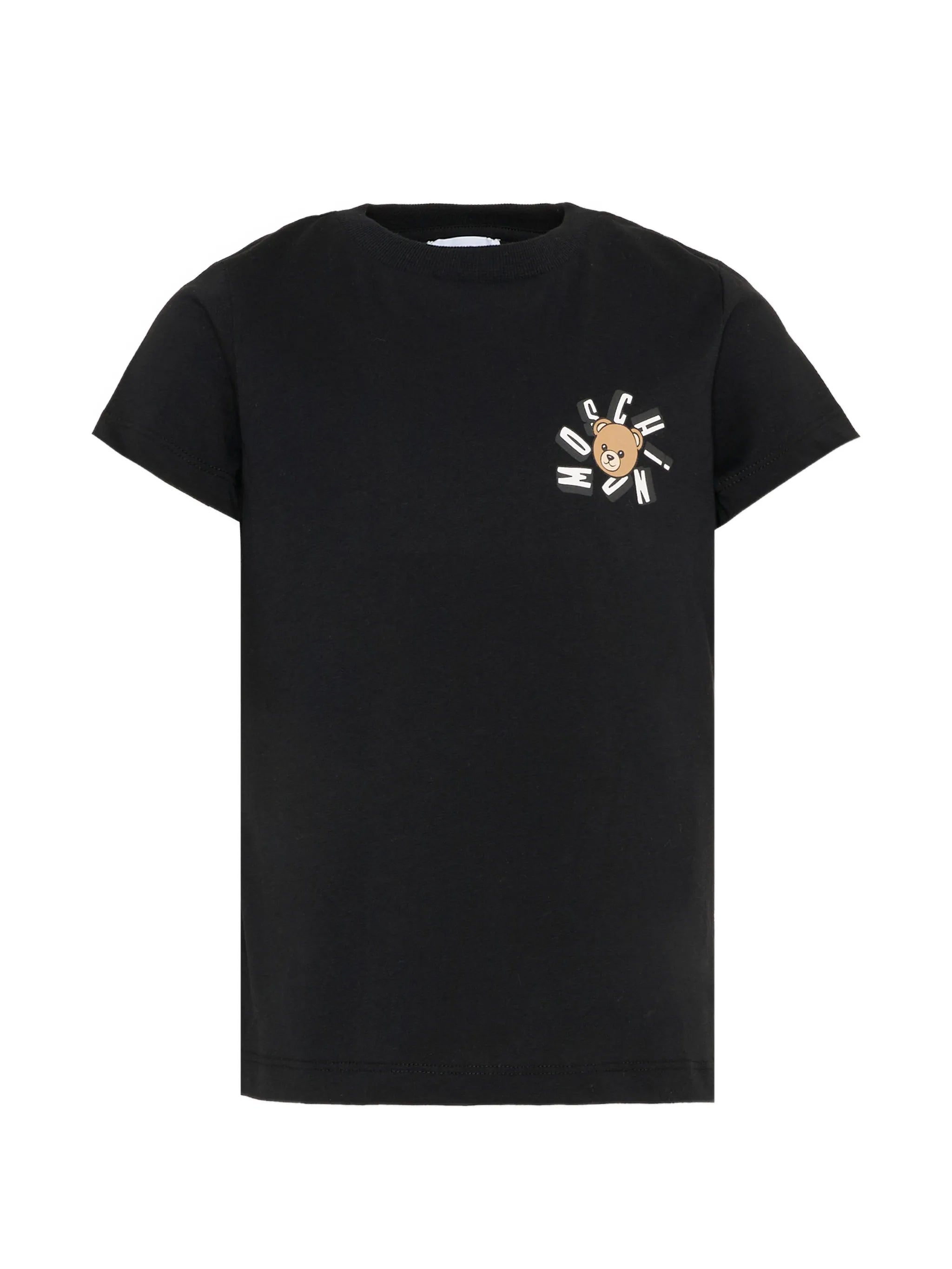 Moschino Kids T-Shirt Nero con Piccolo Logo Teddy Bear per Bambini