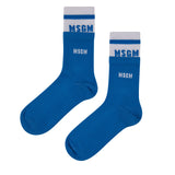 Msgm Kids Calzino Blu/Bianco con Logo Unisex