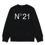N°21 Kids Felpa Nera Girocollo con Stampa