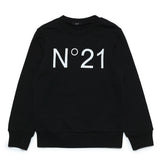 N°21 Kids Felpa Nera Girocollo con Stampa