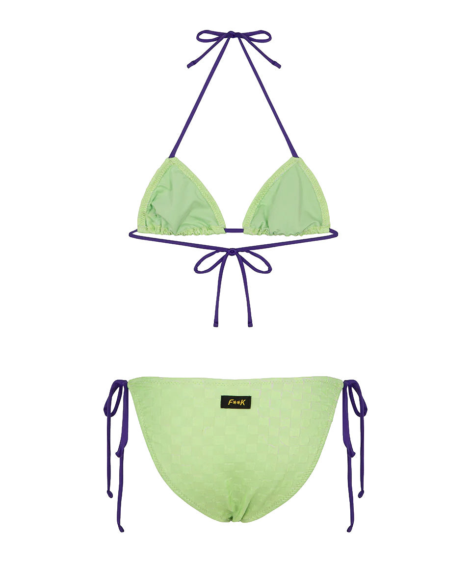 F**K Kids Costume Due Pezzi Verde con Dettagli Viola per Bambine