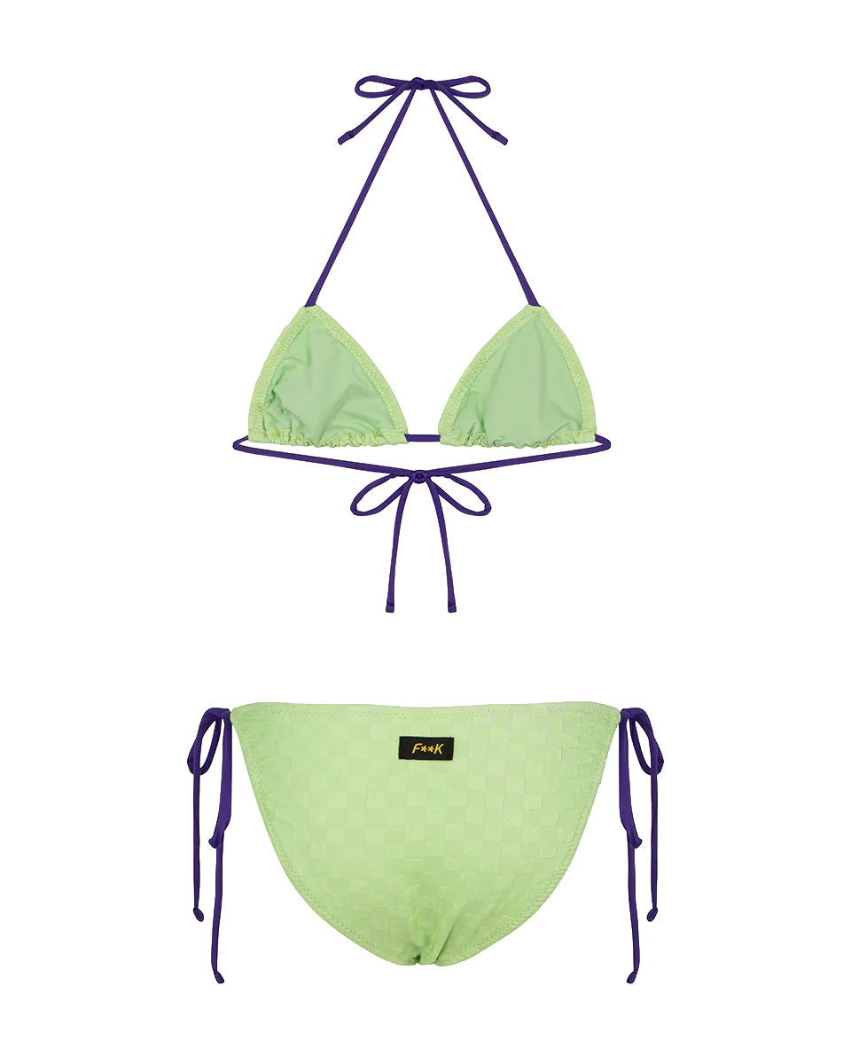 F**K Kids Costume Due Pezzi Verde con Dettagli Viola per Bambine