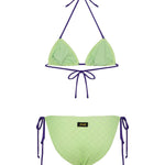 F**K Kids Costume Due Pezzi Verde con Dettagli Viola per Bambine
