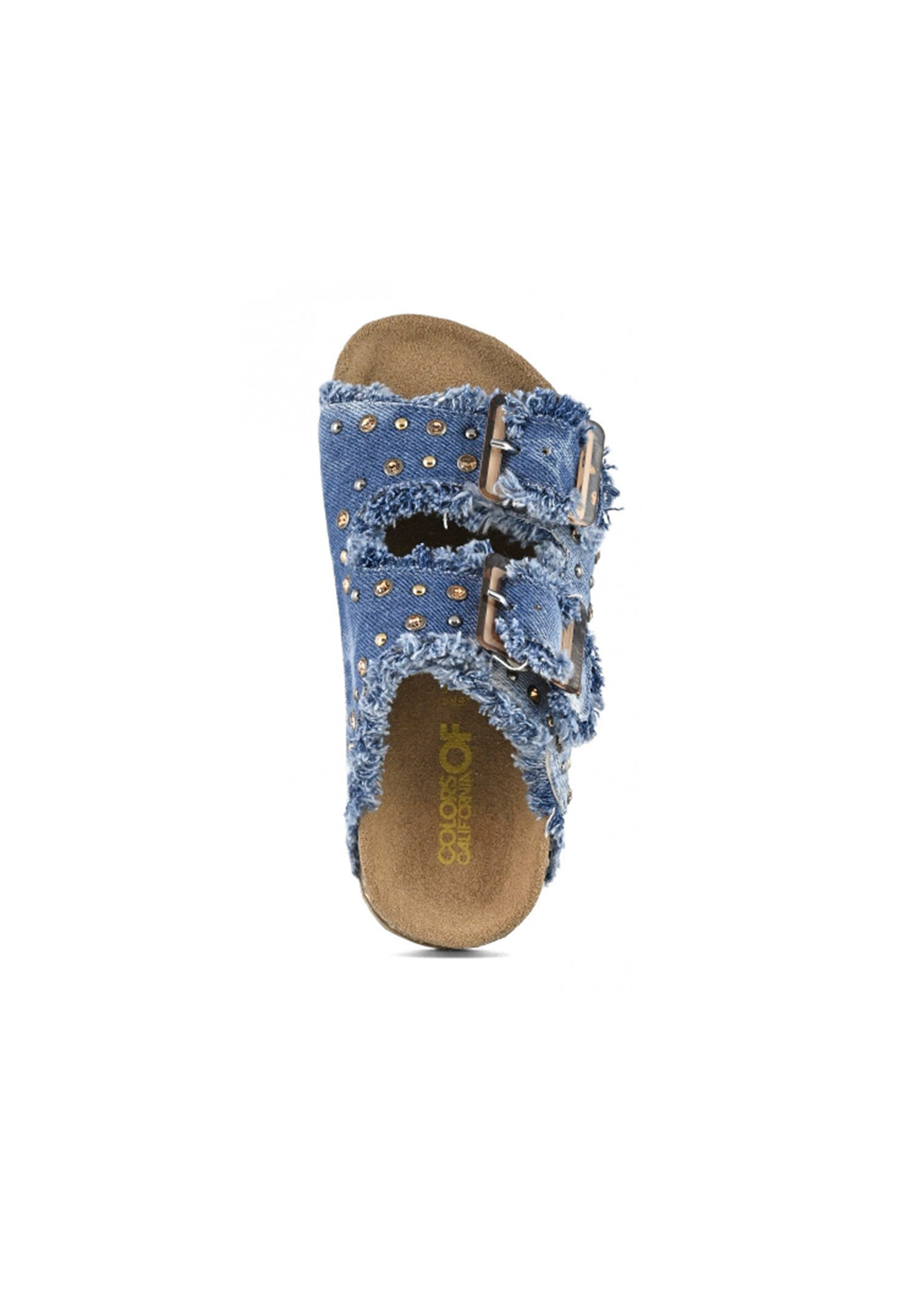 Colors of California Sandalo Doppia Fascia Denim con Strass per Bambine