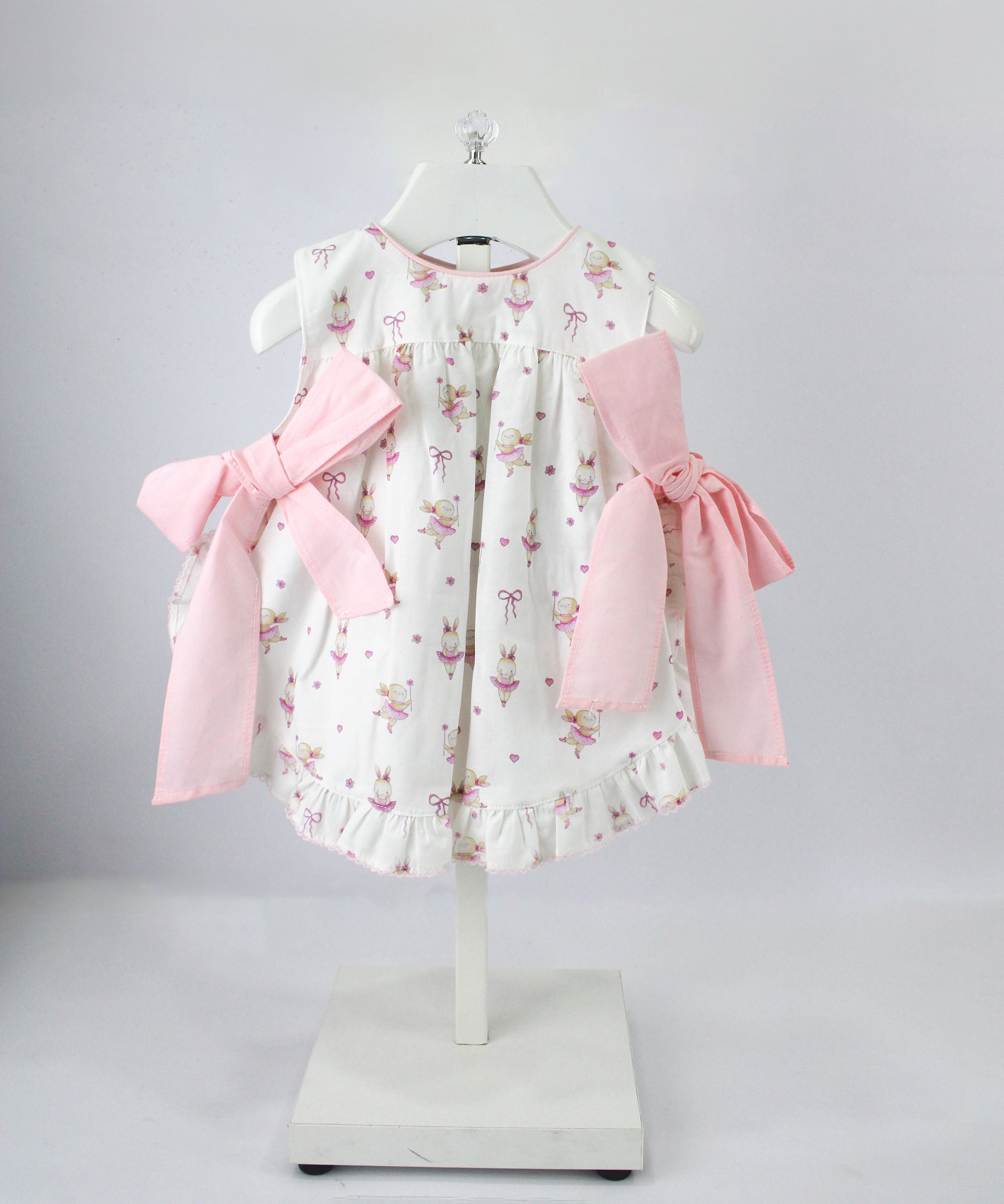 Deolinda Abito con Culotta Fantasia con Fiocchi Rosa per Neonate