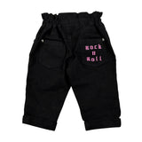 John Richmond Kids Pantalone in Denim Nero con Logo Gotico Rosa per Neonate