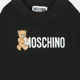 Moschino Kids Felpa Girocollo Nera con Logo per Neonati