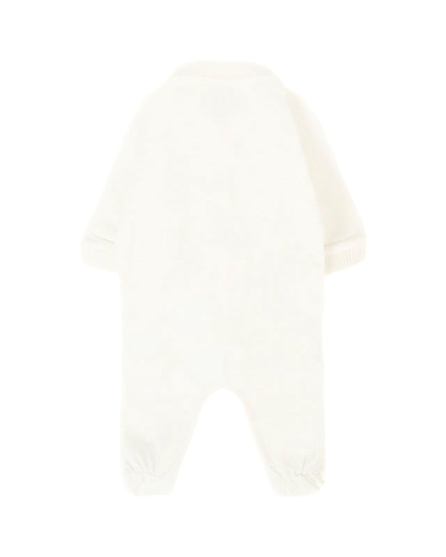 Moschino Kids Tutina Panna con Logo Vertical per Neonati