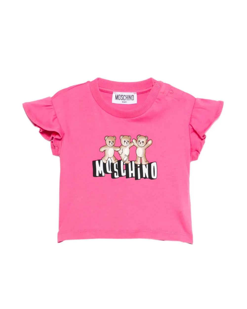 Moschino Kids T-Shirt con Teddy Bear Fuxia per Neonate