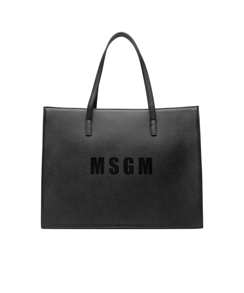 MSGM Kids Borsa Tote Nera con Stampa per Bambine
