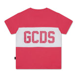 GCDS Kids T-shirt Fuxia con Banda Logo per Bambine