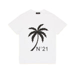 N°21 Kids T-shirt Bianca con Stampa Palm Tree per Bambini