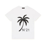 N°21 Kids T-shirt Bianca con Stampa Palm Tree per Bambini
