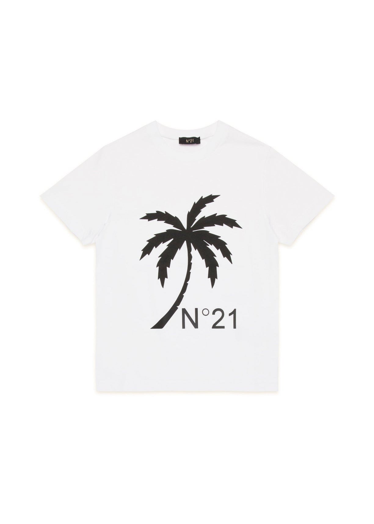 N°21 Kids T-shirt Bianca con Stampa Palm Tree per Bambini