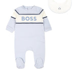 Boss Kids Tutina Cielo con Logo con Bavetta per Neonati