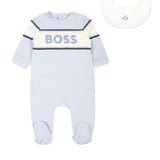 Boss Kids Tutina Cielo con Logo con Bavetta per Neonati