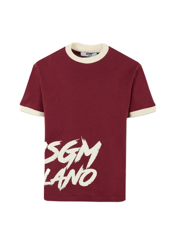 MSGM Kids T-shirt Borgogna con Logo per Bambine