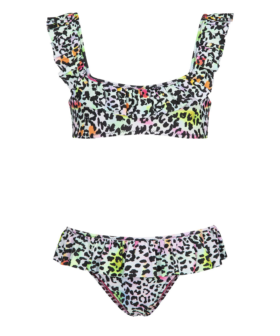 F**K Kids Costume Due Pezzi Fantasia Leopardato Multicolor per Bambine