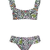 F**K Kids Costume Due Pezzi Fantasia Leopardato Multicolor per Bambine
