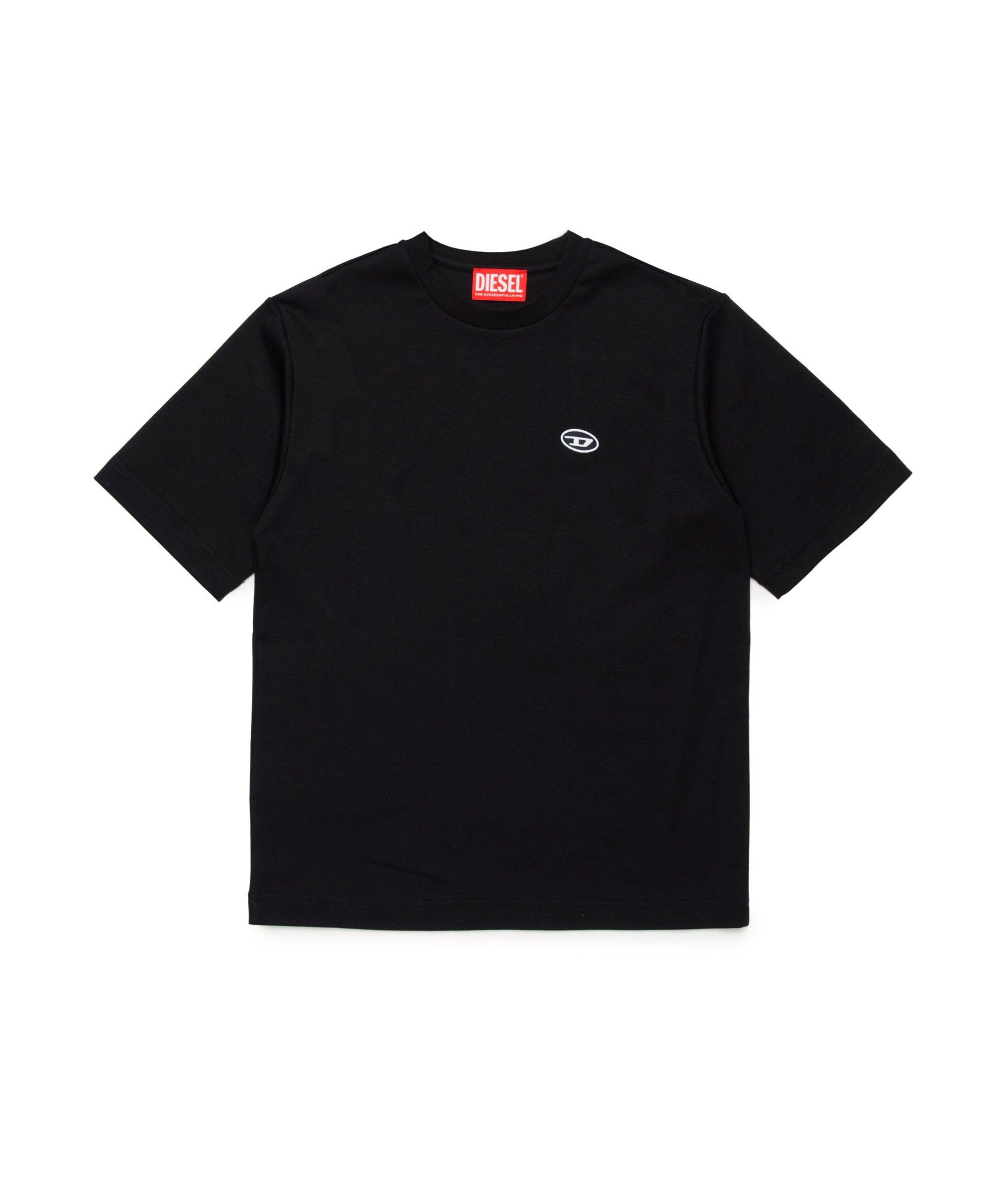 Diesel Kids T-shirt Nera con Micro Oval D per Bambini