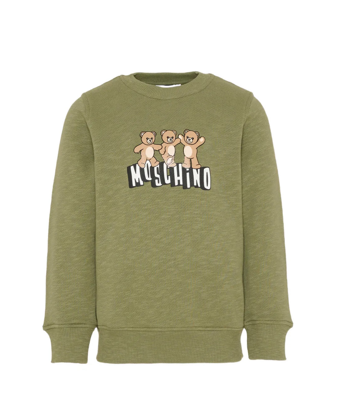 Moschino Kids Felpa Verde con Logo Teddy Bear per Bambini