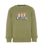 Moschino Kids Felpa Verde con Logo Teddy Bear per Bambini
