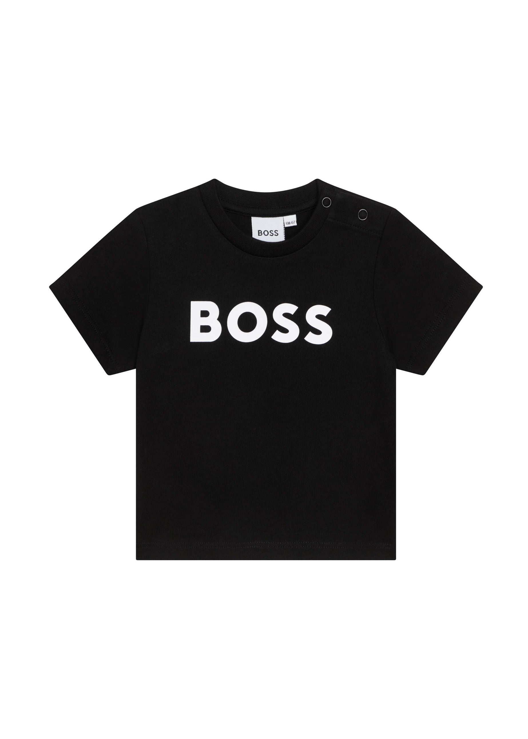 Boss Kids T-Shirt Nera con Stampa Logo Boss per Neonati