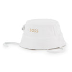 Boss Kids Cappello Reversibile Beige/Bianco per Neonati