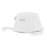 Boss Kids Cappello Reversibile Beige/Bianco per Neonati