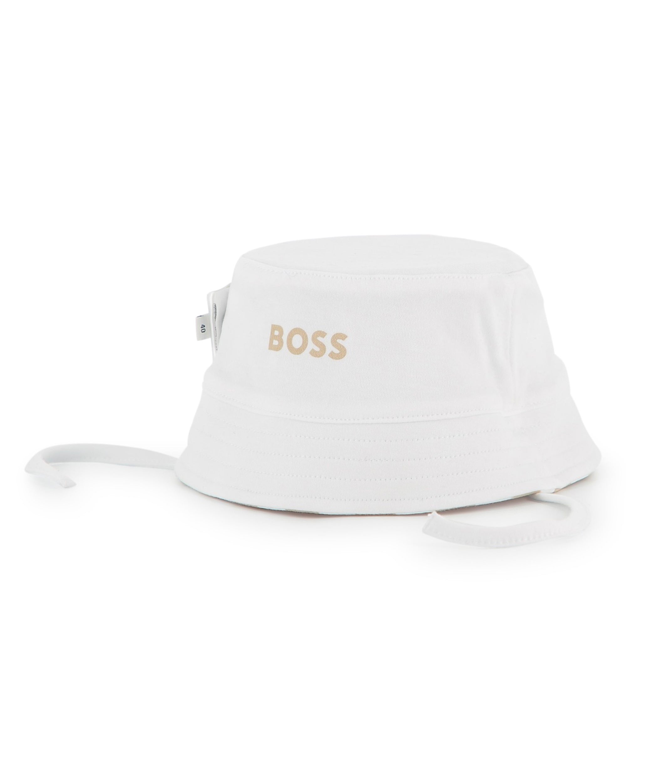 Boss Kids Cappello Reversibile Beige/Bianco per Neonati