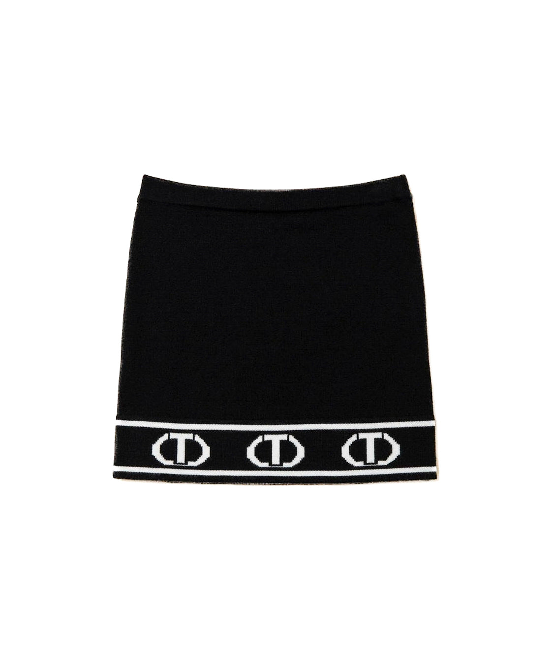 Twinset Kids Gonna Nera in Maglia con Logo Jacquard per Bambine