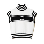 Twinset Kids Lupetto Maniche Cort con Logo Jacquard Bianco/Nero per Bambine