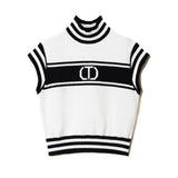 Twinset Kids Lupetto Maniche Cort con Logo Jacquard Bianco/Nero per Bambine