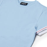 Dsquared2 Kids T-shirt Blue Mist con Dettaglio Logo Manica a Contrasto per Bambini