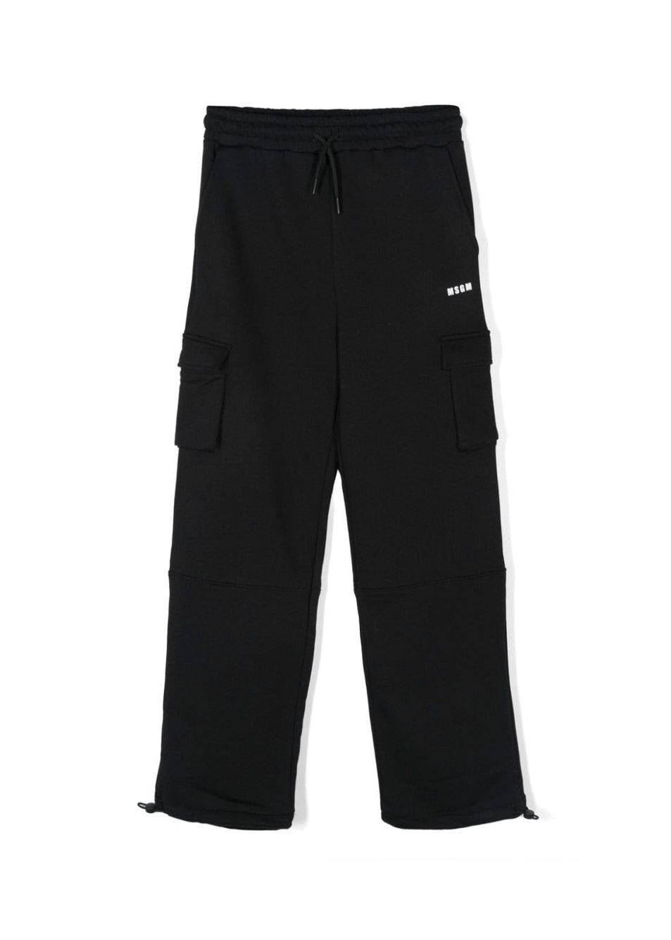 MSGM Kids Pantaloni Stile Cargo Neri con Logo per Bambini